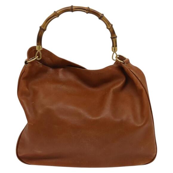 GUCCI Bamboo Shoulder Bag Leather Brown Gold 001 14 001 14 - Picture 3 of 16